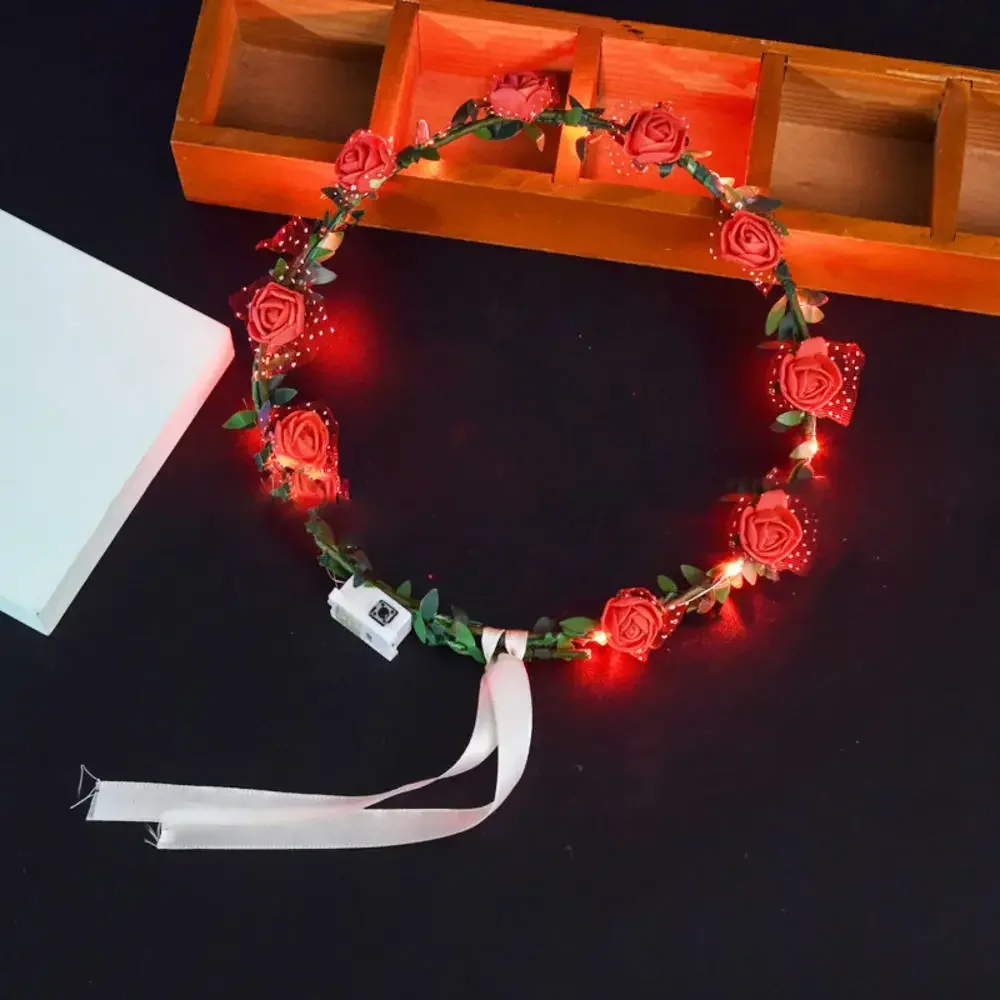thumbnail image 1 of Glowing Flower Wreath LED Light Up Garland Girls Birthday Hairband Princess Crown Luminous Wreath Wedding Christmas Party Decor, 1 of 5