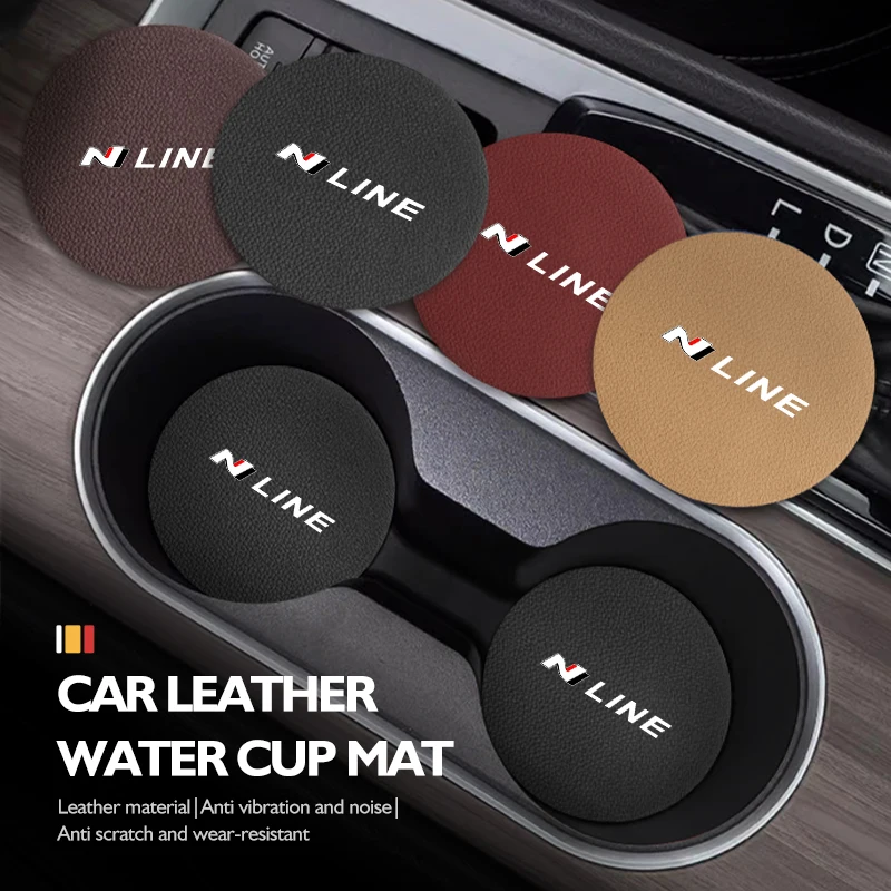 Universal Car Coaster Anti-Slip Mats Water Cup Drink Pads For Hyundai N LINE i30 i20 Sonata Accent Tucson Elantra Azera