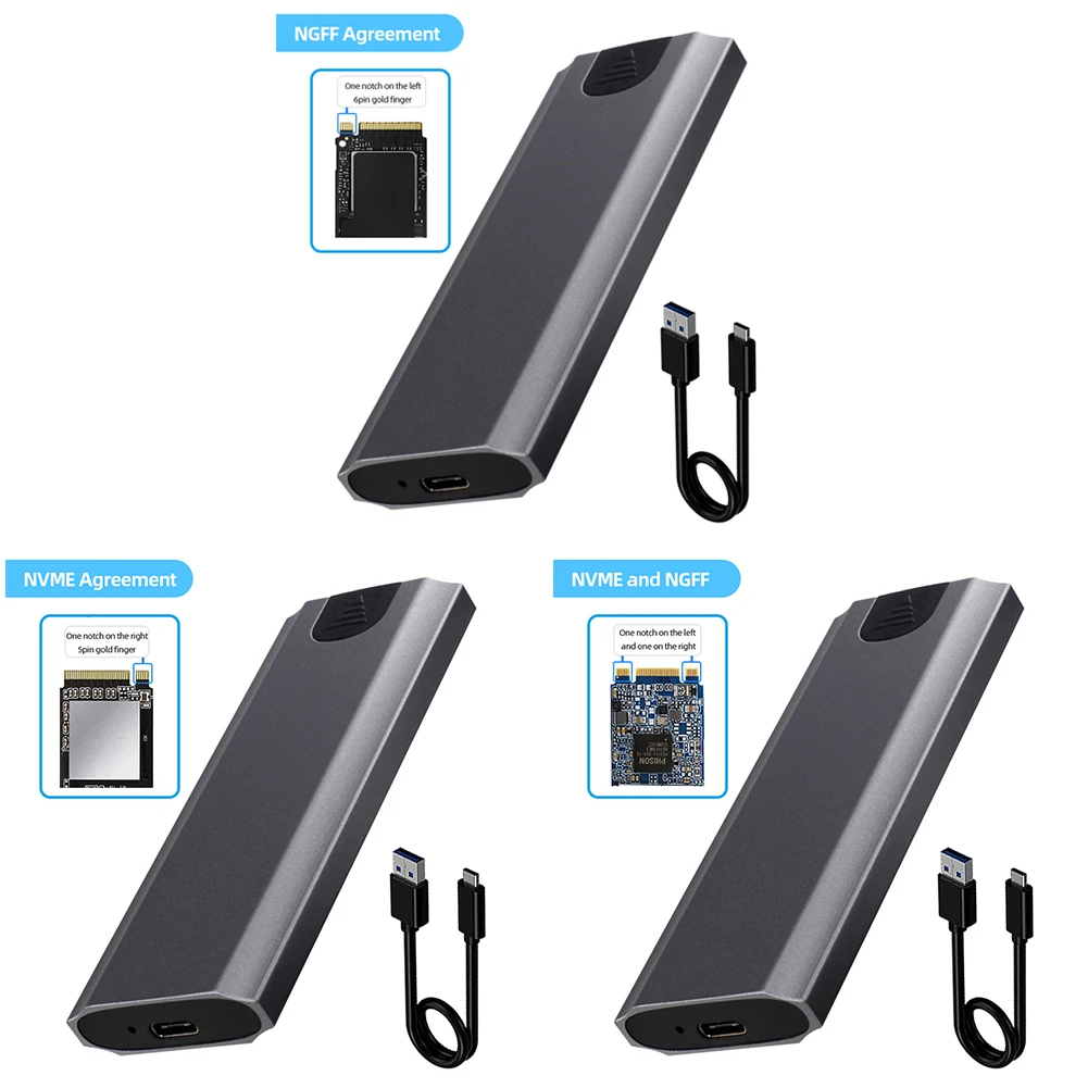 Aluminum M2 NVME SSD Enclosure USB Type C Adapter
