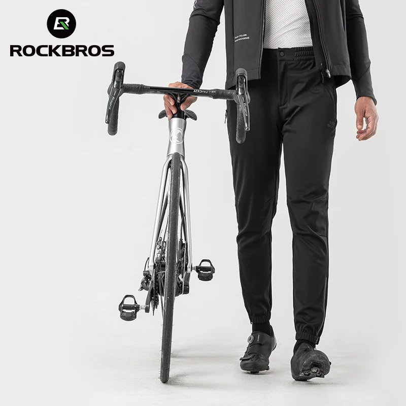 ROCKBROS Winter Thick Fleece Pants Windproof Cycling Pants Men Outdoor Camping Thermal Warm Casual Ski Trousers Sweatpants