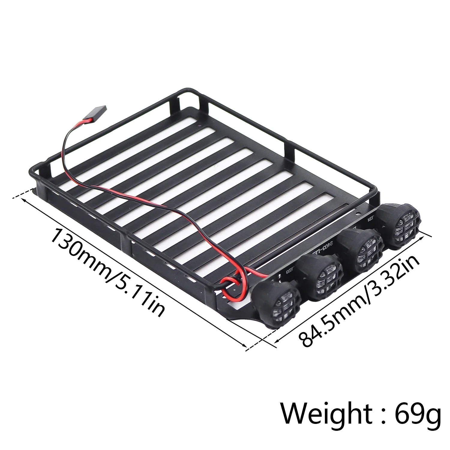 Metal Roof Spotlight Rack Luggage Rack With 4 Led For 1/18