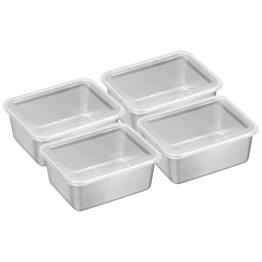 

4 Pcs Crisper Fridge Organization Household Food Containers Stainless Steel Bins Storage Plastic Refrigerator Organizing