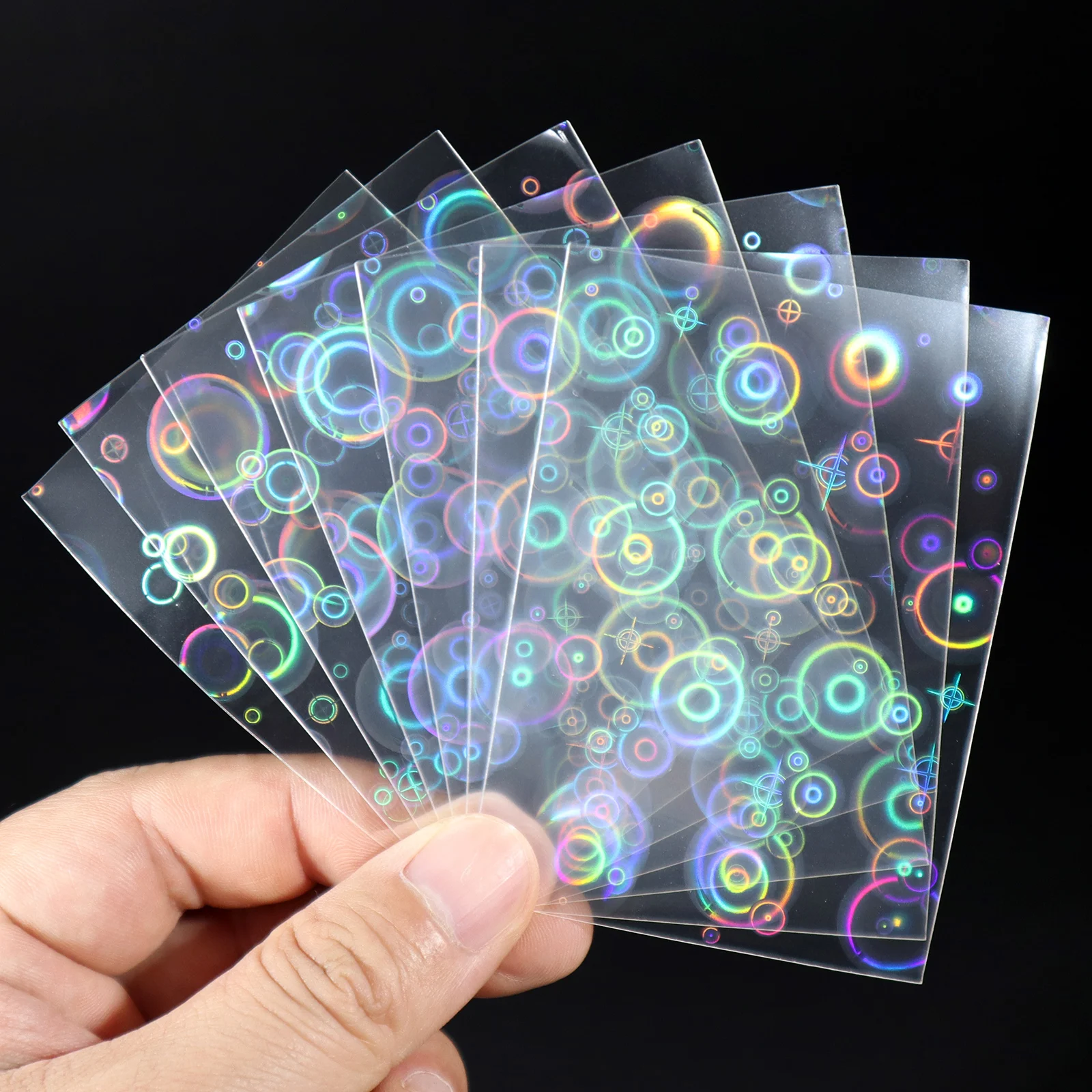 100CT Cute Bauble Foil YGO Transparent Laser Clear Sleeve KPOP Idol Photo Cards Holographic Protector Trading Cards Shinny Cover ins hot 50pcs pack transparent kpop toploader card photocard storage bag idol photo cards protective case stationery