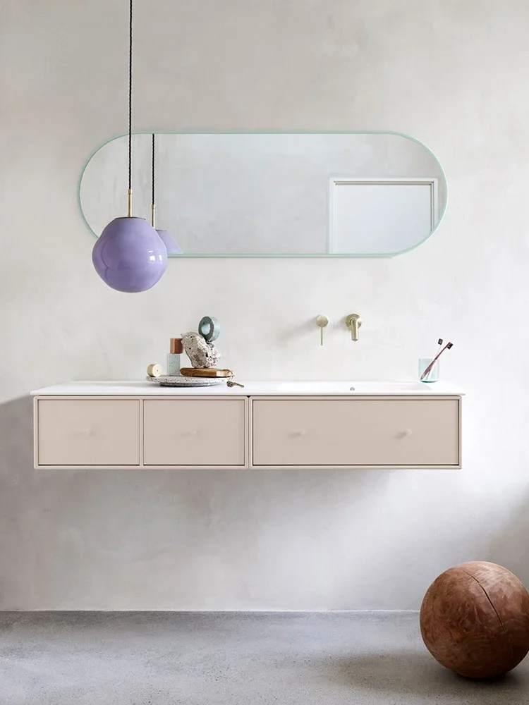 Matte Paint Integrated Hand Washing Washbasin Pool Washstand Bathroom Cabinet