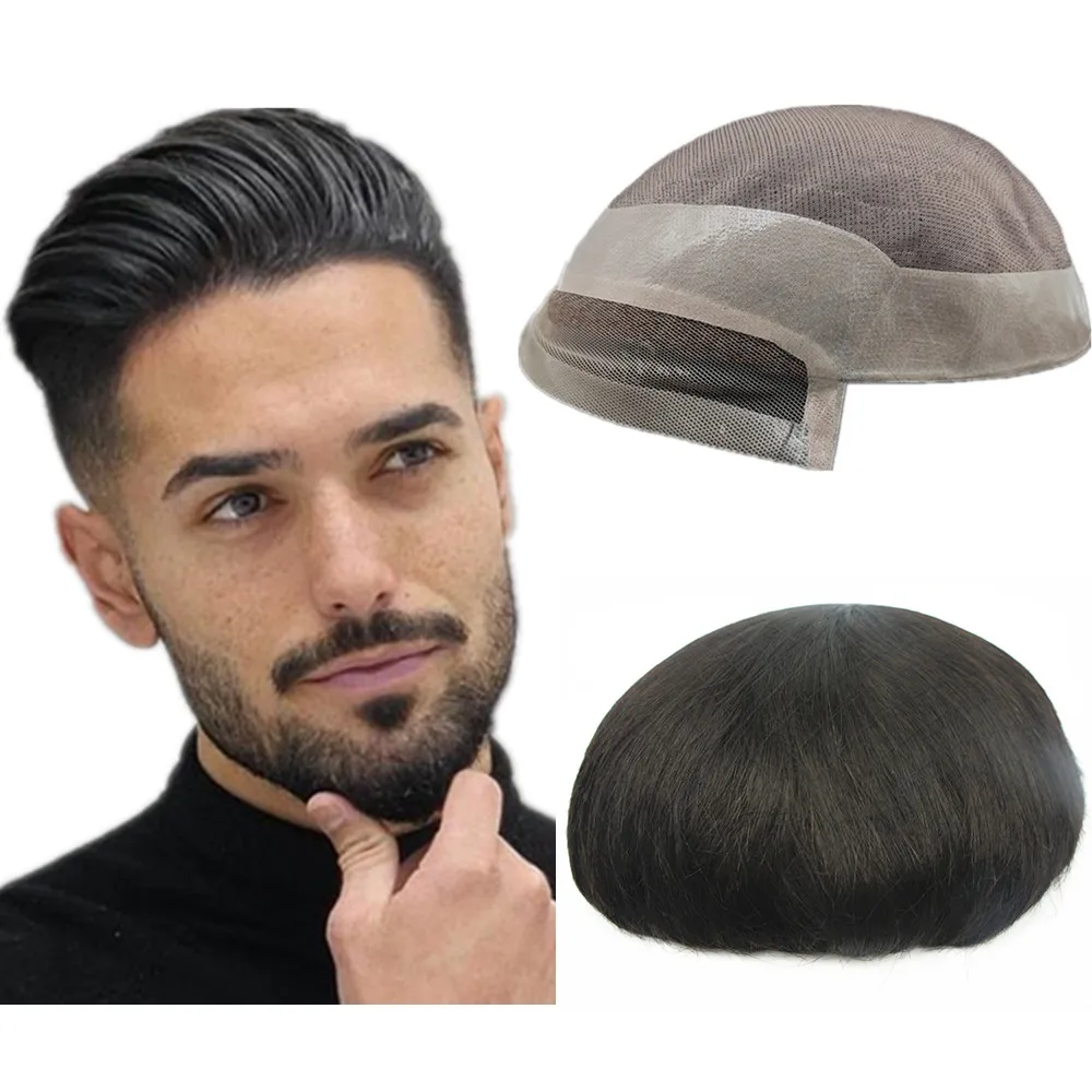 Parrucchino per uomo Mono e NPU pezzi di capelli umani unit di capelli parrucchino-per-uomo-mono-e-npu-pezzi-di-capelli-umani-unit-di-capelli