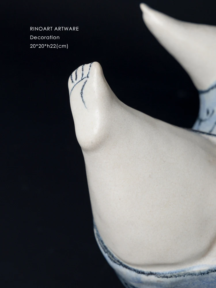 리노 홈 징더저엔 블루 스커트 뚱뚱한 소녀 레트로 아트 장식 거실 침실 테이블 탑 장식품 세라믹 창의적인 선물