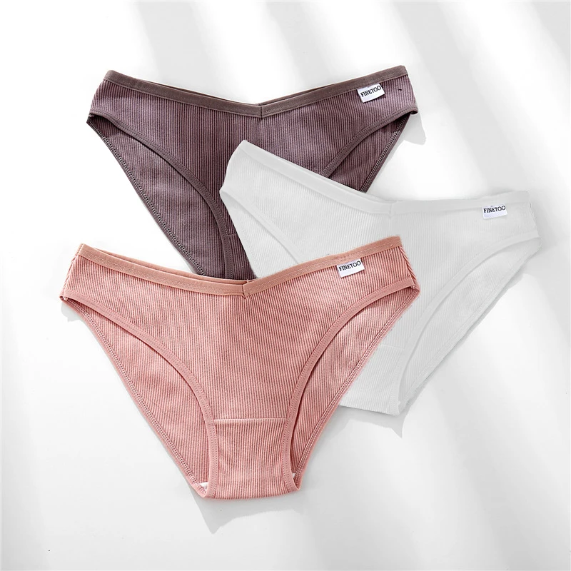 thumbnail image 1 of FINETOO 3 uds M-4XL bragas de algodón para mujer, ropa interior Sexy con cintura en V, bragas de talla grande, calzoncillos cómodos sólidos para mujer, lencería, 1 of 5