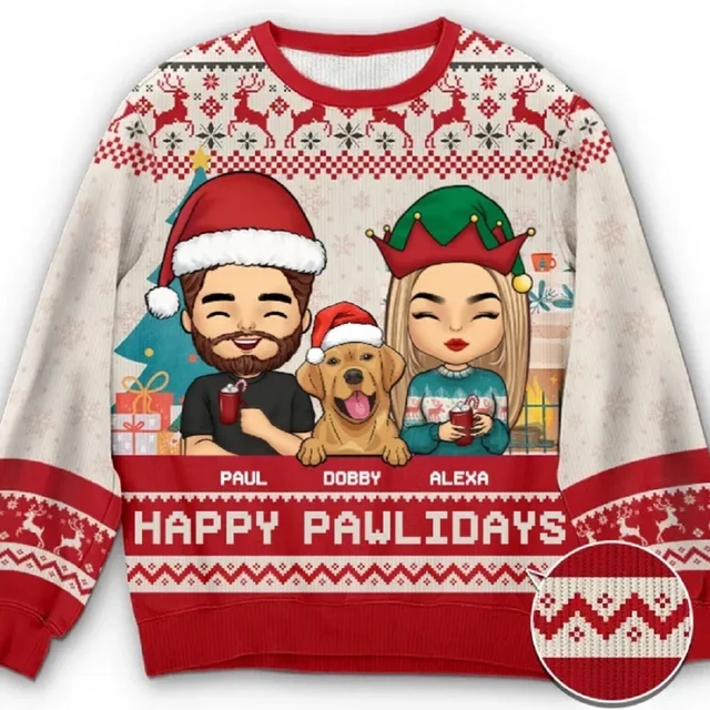Suéter navideño feo de dibujos animados 2024 para hombres, camisetas navideñas con estampado 3D, suéteres de otoño y vacaciones de Año Nuevo, sudadera para mujer para fiestas navideñas