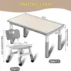 Kids Table and Chairs Set,Toddler Height Adjustable Desk with Graffiti Desktop,Arts & Crafts Table with 6 Seats, Non-Slip Legs 2