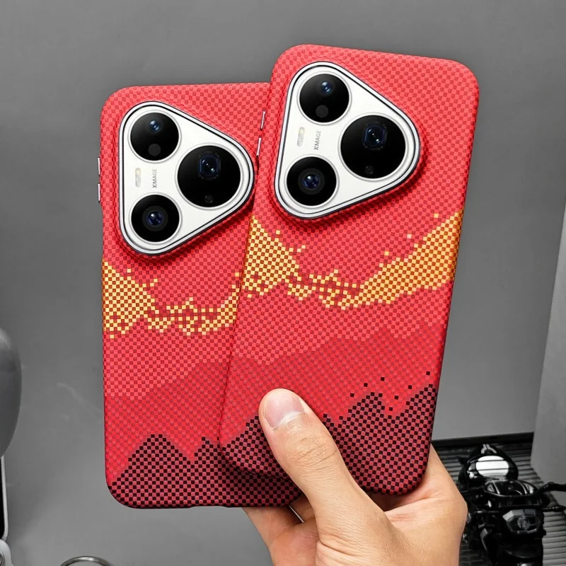 Premium Magnetic Matte Carbon Fiber Pattern Case with Metal Lens Frame