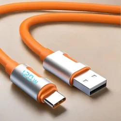 120W USB - C Data Cable with Digital Display - 6A Super Fast Charging, USB - A to USB - C - 1m (Orange)