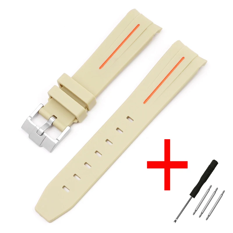 20mm Curved End Waterproof Rubber Sports Watch Strap