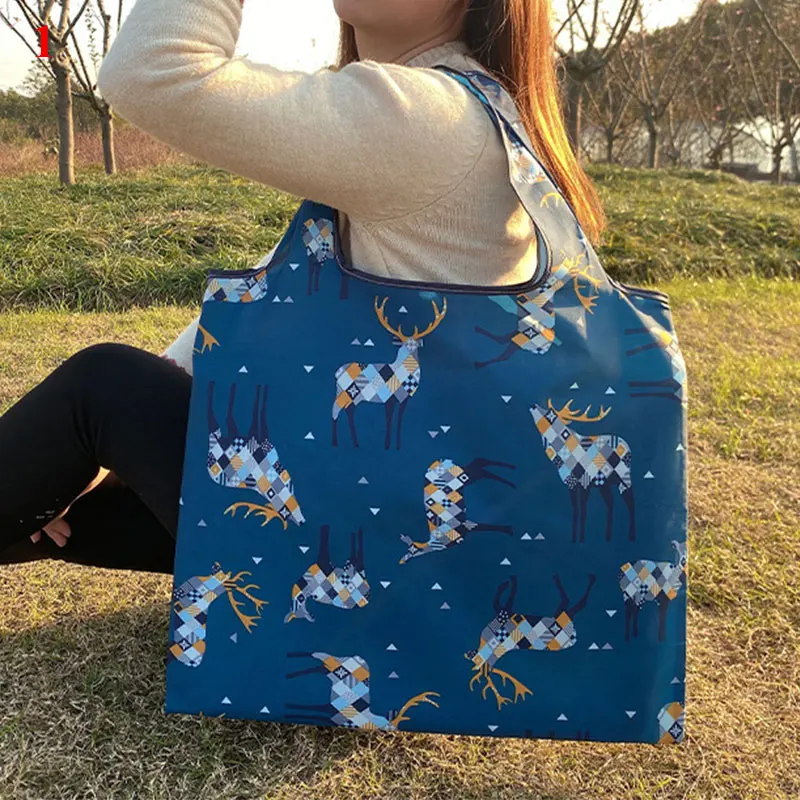 여성용 두꺼운 대형 쇼핑백, 내구성 있는 접이식 숄더백, 친환경 보관 토트 쇼핑백, 패션