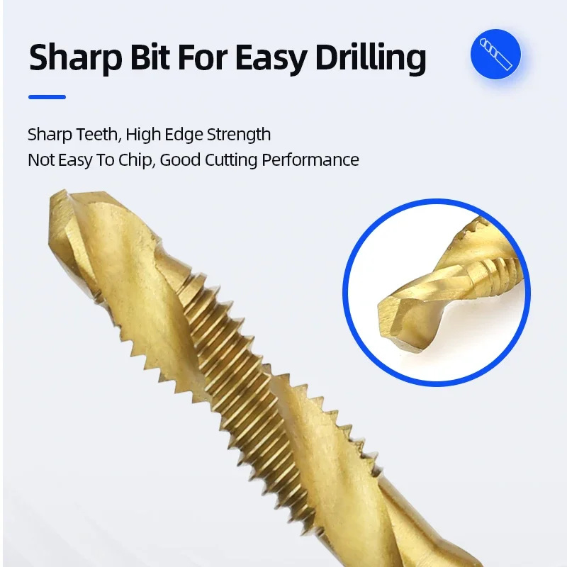 Hss Titanium Plated Tap Drill Bit Countersink Deburr Set High Speed Compound Screw Thread Bits Hand Tools 6pcs M3-M10 - Image 2
