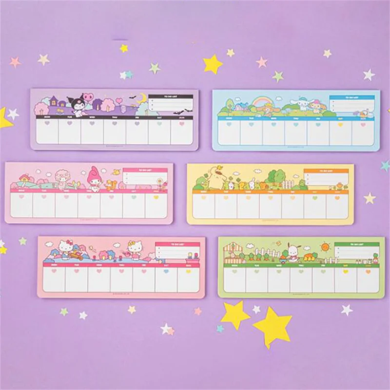 

6pcs/lot Sanrio Melody Kuromi Cinnamoroll Memo Pad Sticky Notes Stationery Label Notepad Planner Sticker Post School Supplies