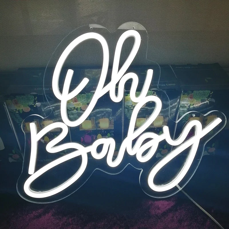 

ineonlife Led Oh Baby 30x26cm Neon Sign Light Art Bar Club Wall Hanging Flexible Lighting For Sign Decoration for Room Wedding