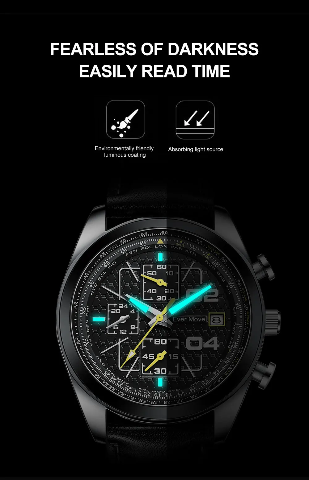 Ever Move Brand Launches A New Men's Multifunctional Waterproof Timing Quartz Watch For High-End Luxury Business Sports