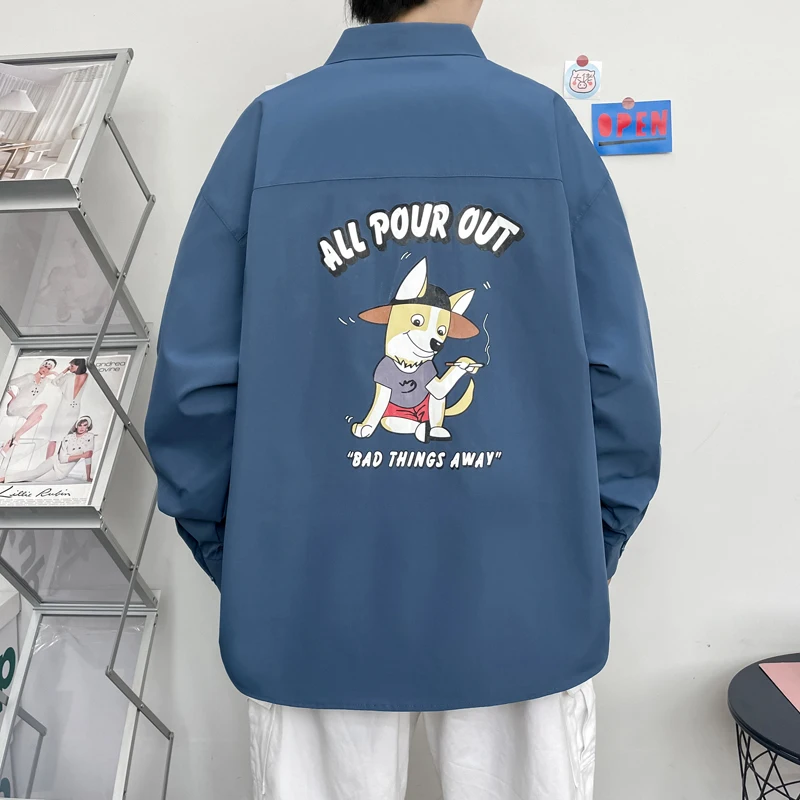 럭셔리 홍콩 스타일 개성 패션 브랜드 캐주얼 올매치 긴팔 셔츠, 젊은 감각, 올매치 루즈 탑 코트, 신상
