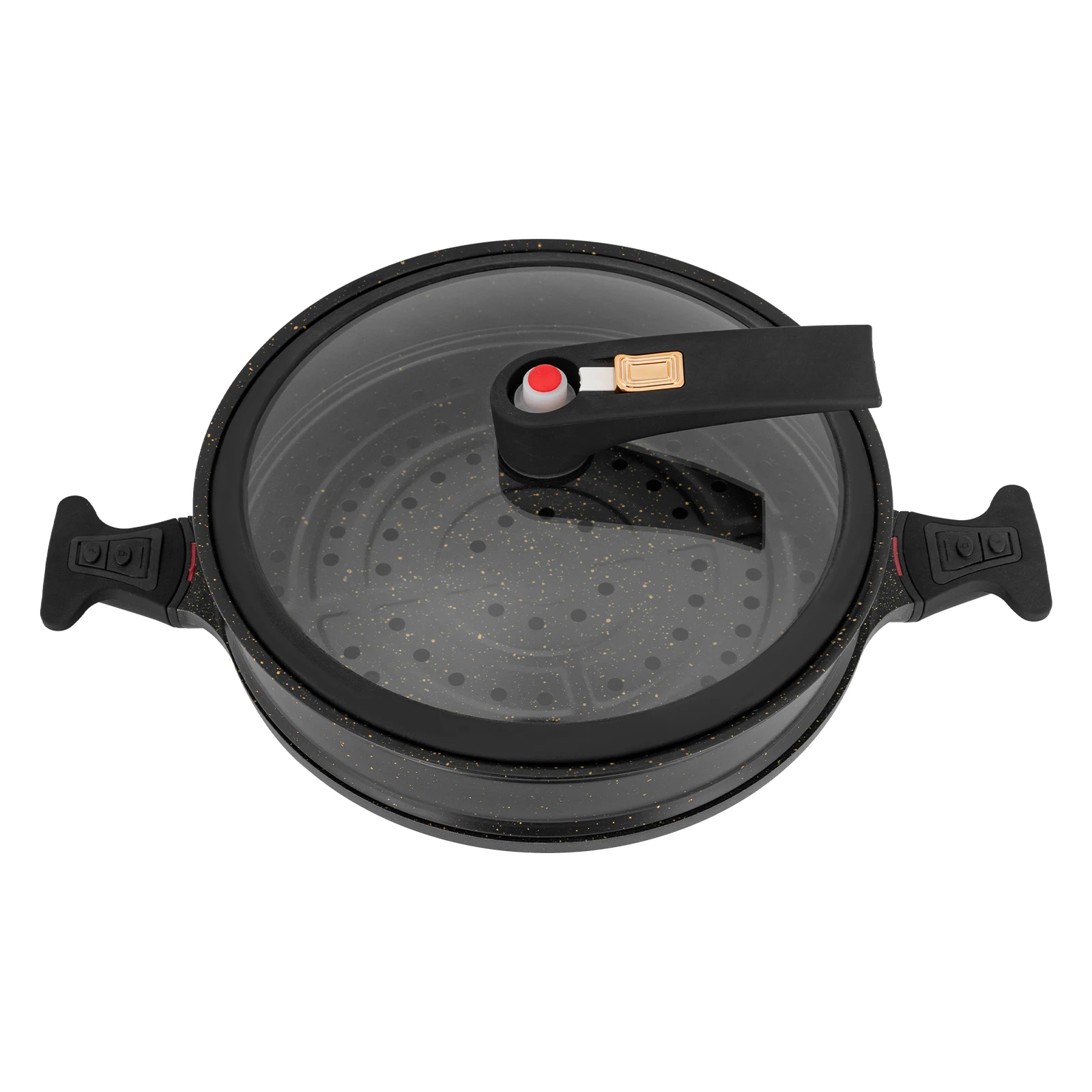 32cm Multi Functional Micro Pressure Non Stick Pan Double Ear Frying Pan Large Frying-Black