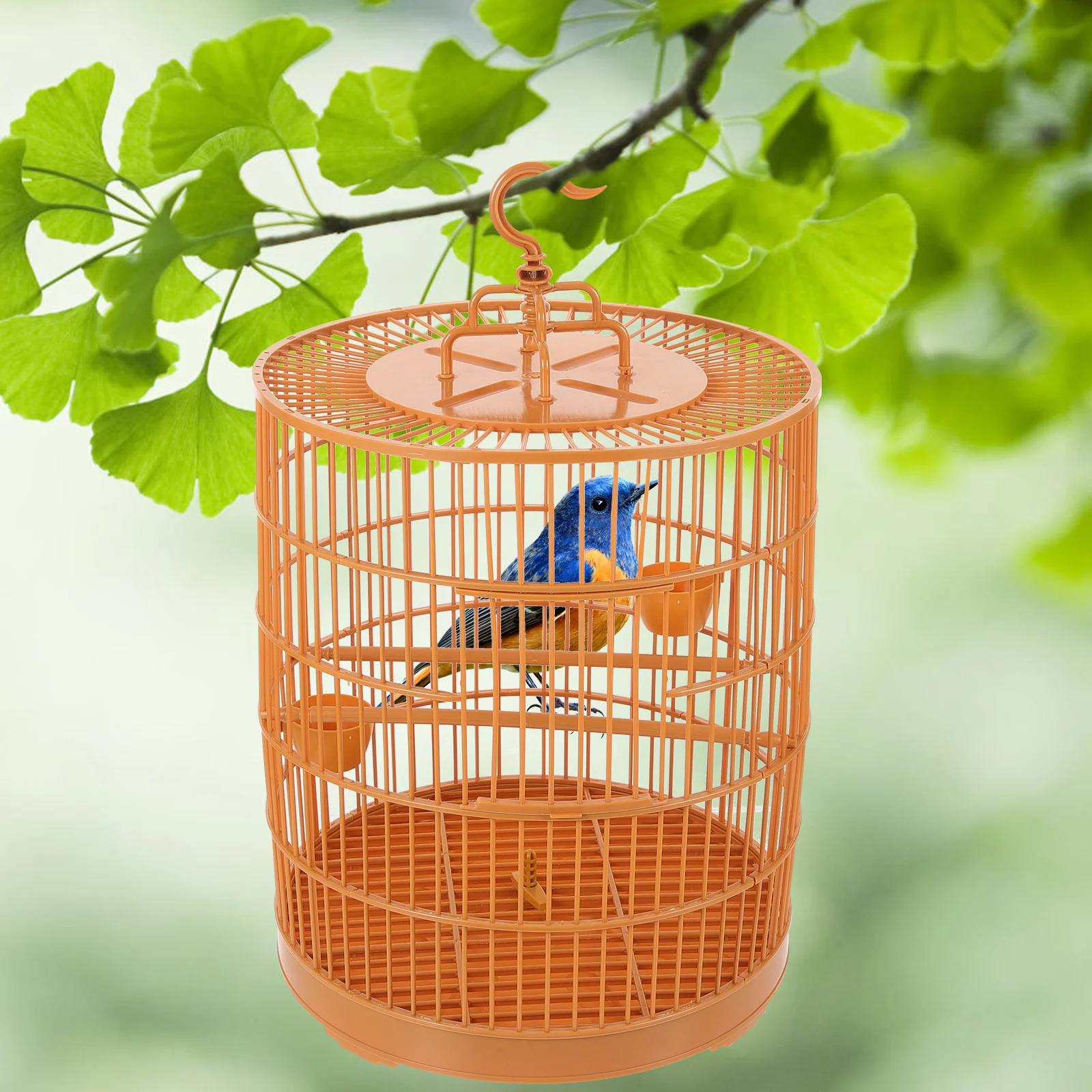 

Plastic Round Bird Cage Wall Hanging Bird Cage Small Birds Birds Party Cage Ornament Feeding Bowl Standing Pole Parakeet Budgie