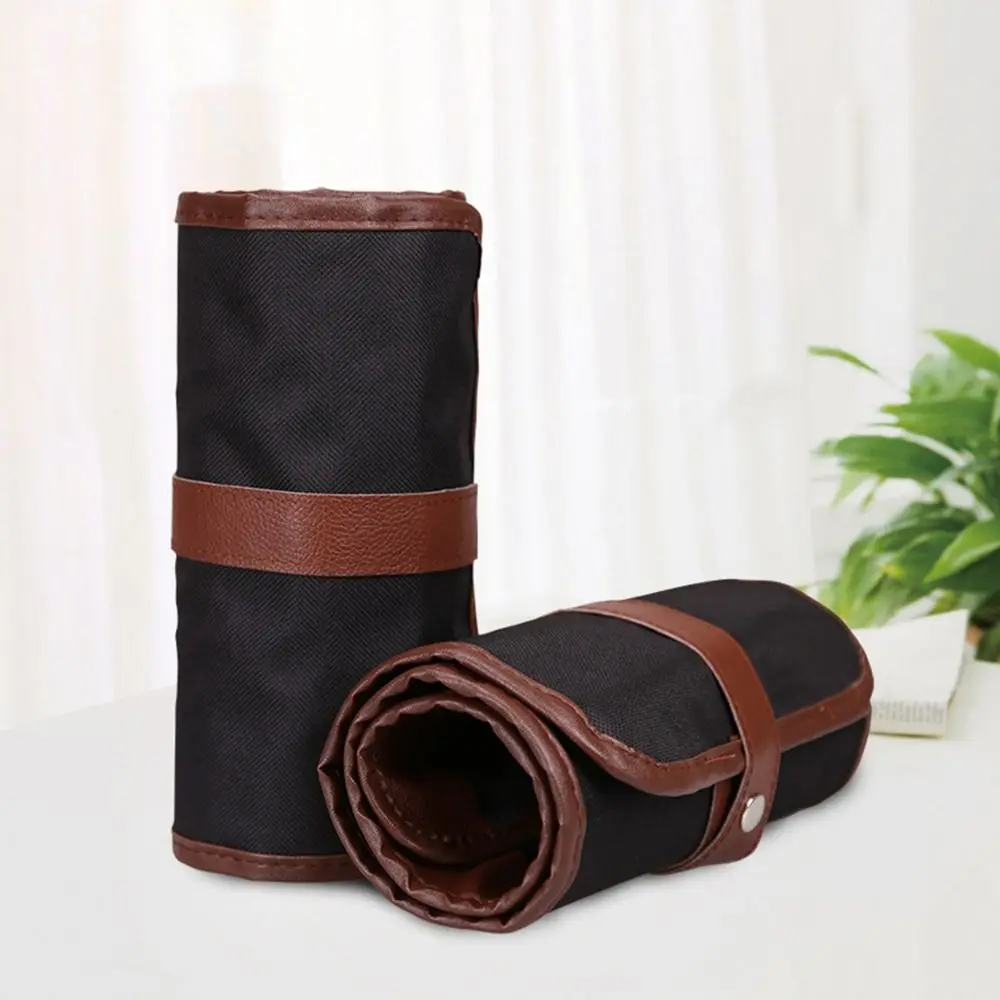Hot 24/36/48/72 Holes Makeup Wrap Holder Roll Up Pen Bag Thick Canvas Pen Curtain Stationery Organizer School Office Supplies 2