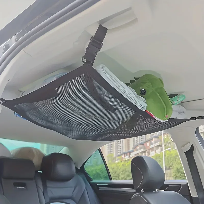 New-Car Ceiling Storage Net Pocket Roof Interior Cargo Net Bag Car Trunk Storage Pouch Sundries Storage Organizer Black