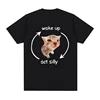Wake Up Act Silly Meme Graphic T Shirt Funny Cute Cat Print Short Sleeve T-shirt Women Casual Oversized T Shirts 1