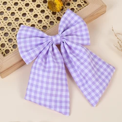 Elegant Plaid Bow Hair Clips - Vintage Checkered Bowknot Hairpin in Trendy Korean Style (Purple)