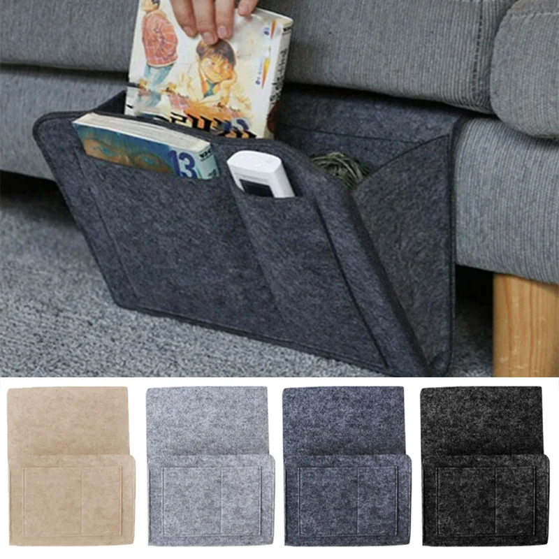 

Felt Bedside Storage Organizer Anti-slip Bedside Bag Bed Sofa Side Hanging Couch Storage Remote Control Bed Holder Pockets