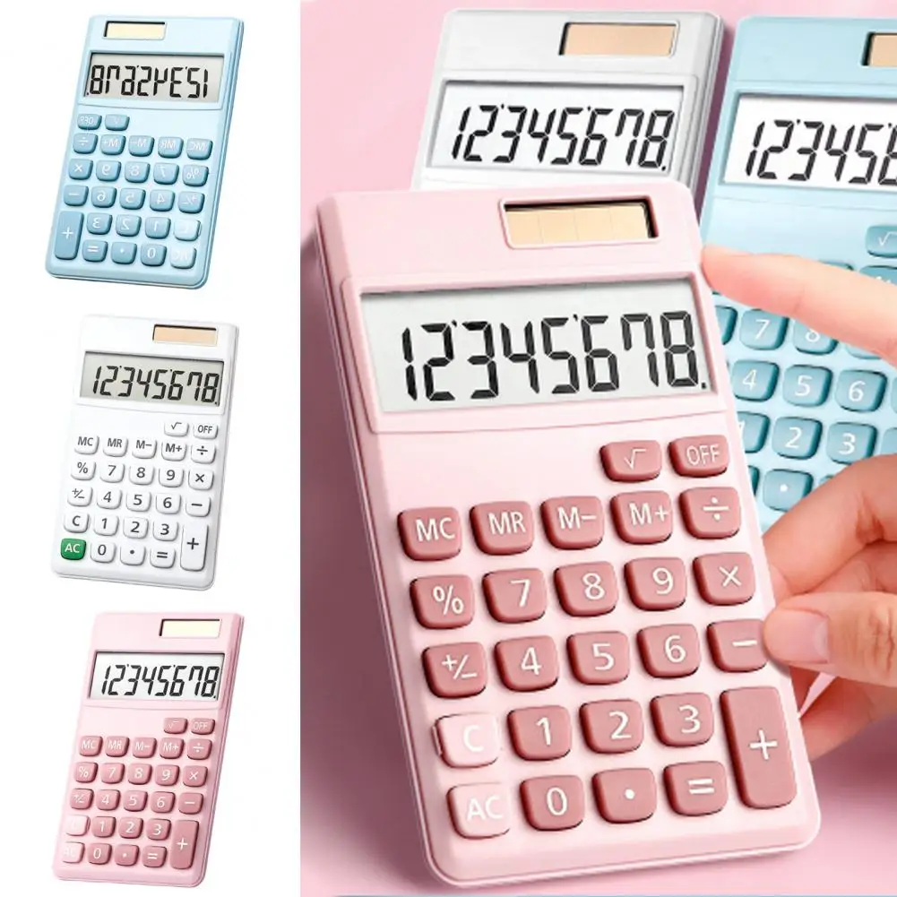 

8-Digit Calculator With Comfortable Buttons Solar Powered Large Display Multipurpose Basic Calculator
