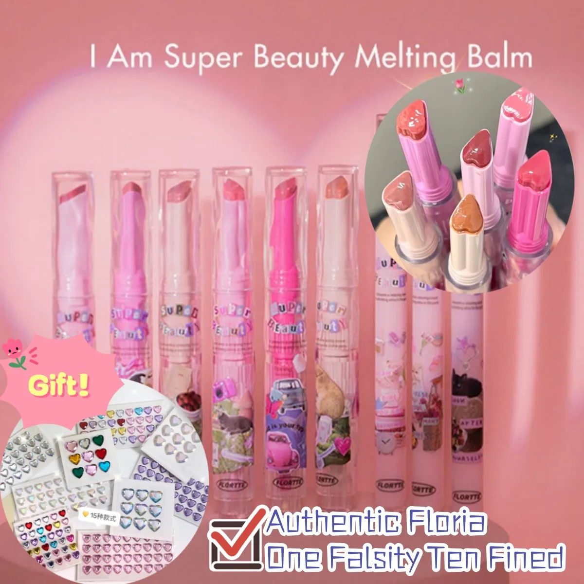 Flortte Love Jelly Lipstick Glossier Mirror Lip Tint Cute Long Lasting Waterproof Antiaderente Cup Colorcon Per Le Donne Korea Makeup