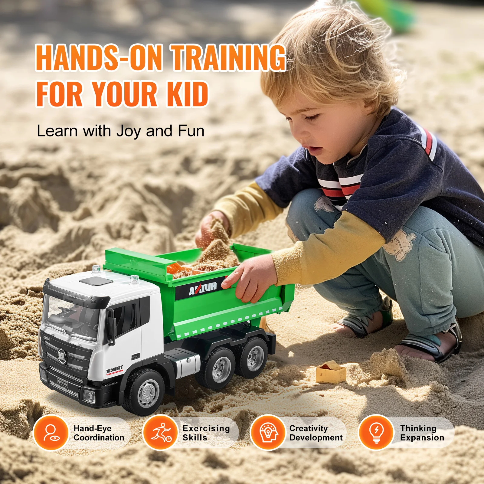 VEVOR RC Dump Truck 9-Channel Remote Model Car Toys Bulldozer Engineering Vehicle for Toddlers Kids Christmas Birthday Gifts 6