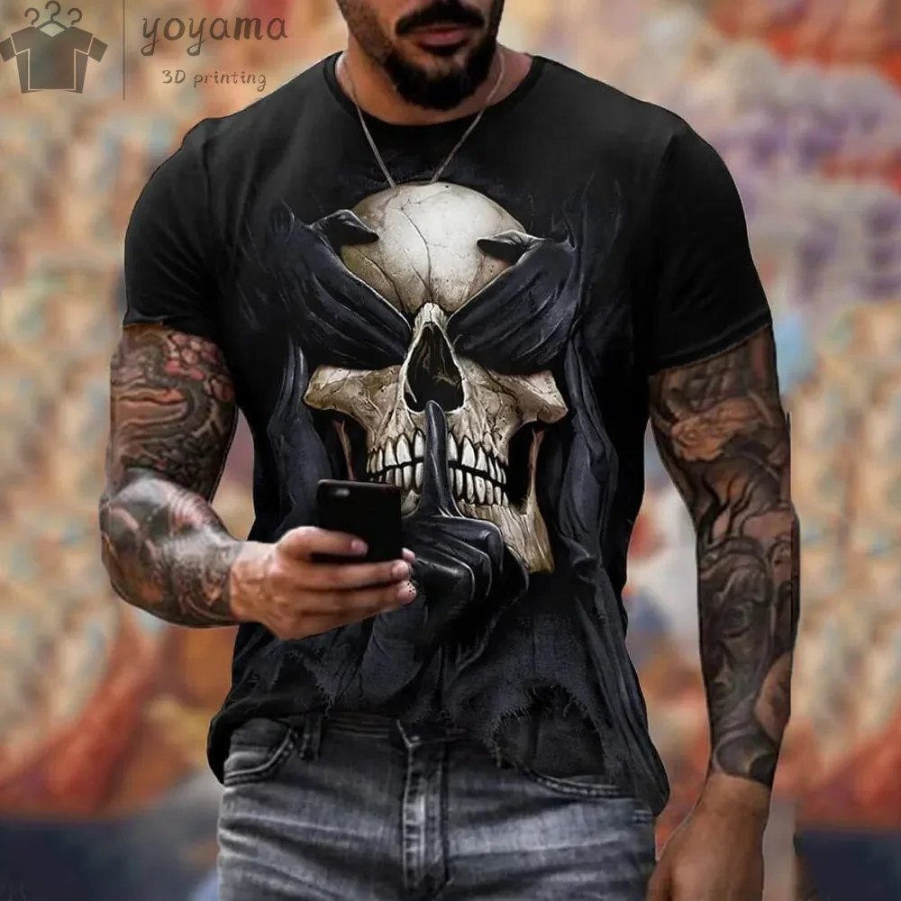 ERL23ss SKULL PRINT CROPPED T−SHIRT ERL Skull T-Shirt White – ESSXNYC