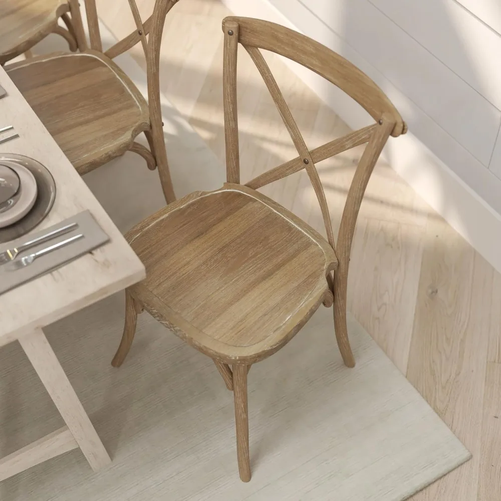 Bardstown Bistro Style Wooden Dining Chair - Medium Natural White Grain - High X-Back 6