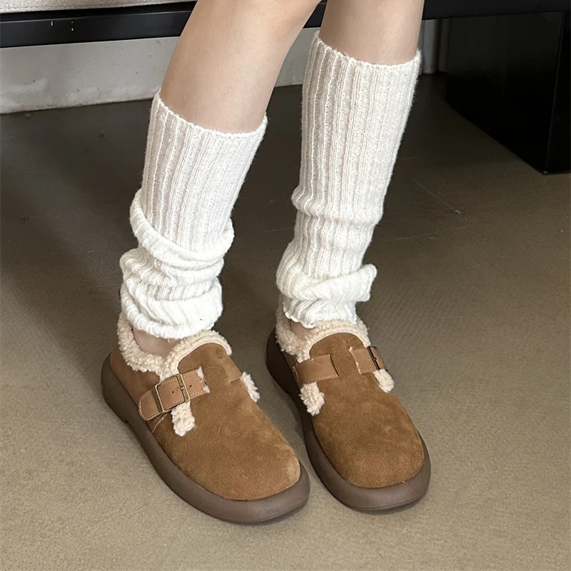 Snow Women Boots Fashion Real Wool Shoes Slip On Platform Shoes For Women Ankle Boots Waterproof Plush Winter Shoes Botas Mujer