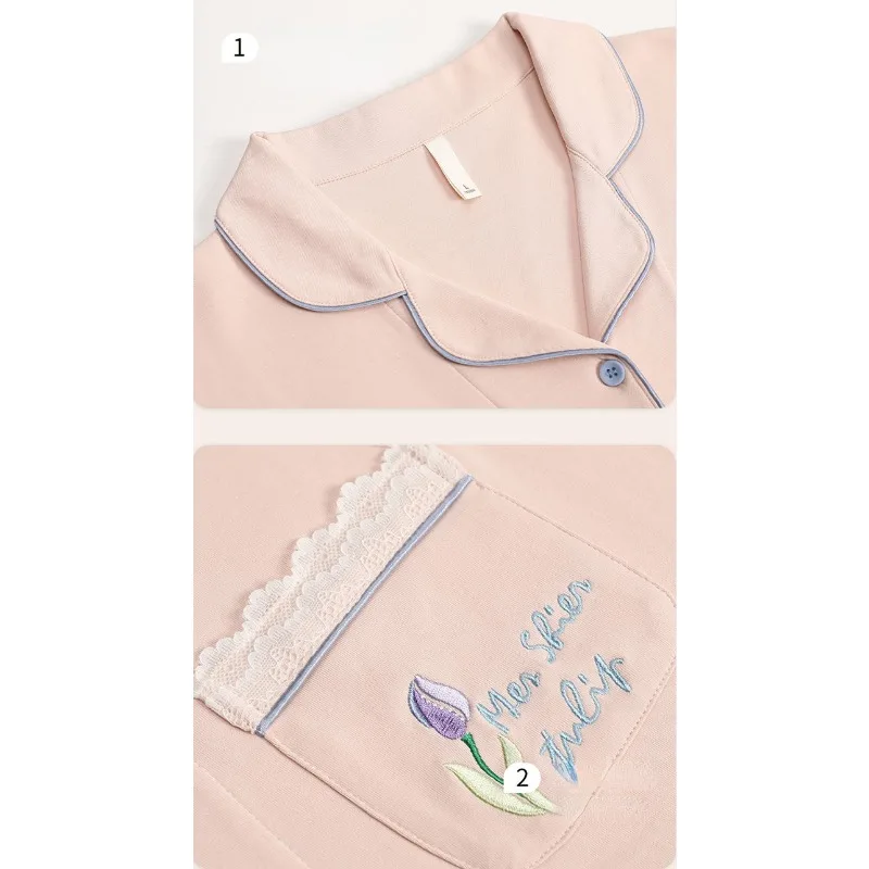 2024 New Pajamas Women's Spring Autumn Long Sleeved Pants V-neck Loungewear Cotton Sleepwear Cute Loose Homewear Two-piece Set