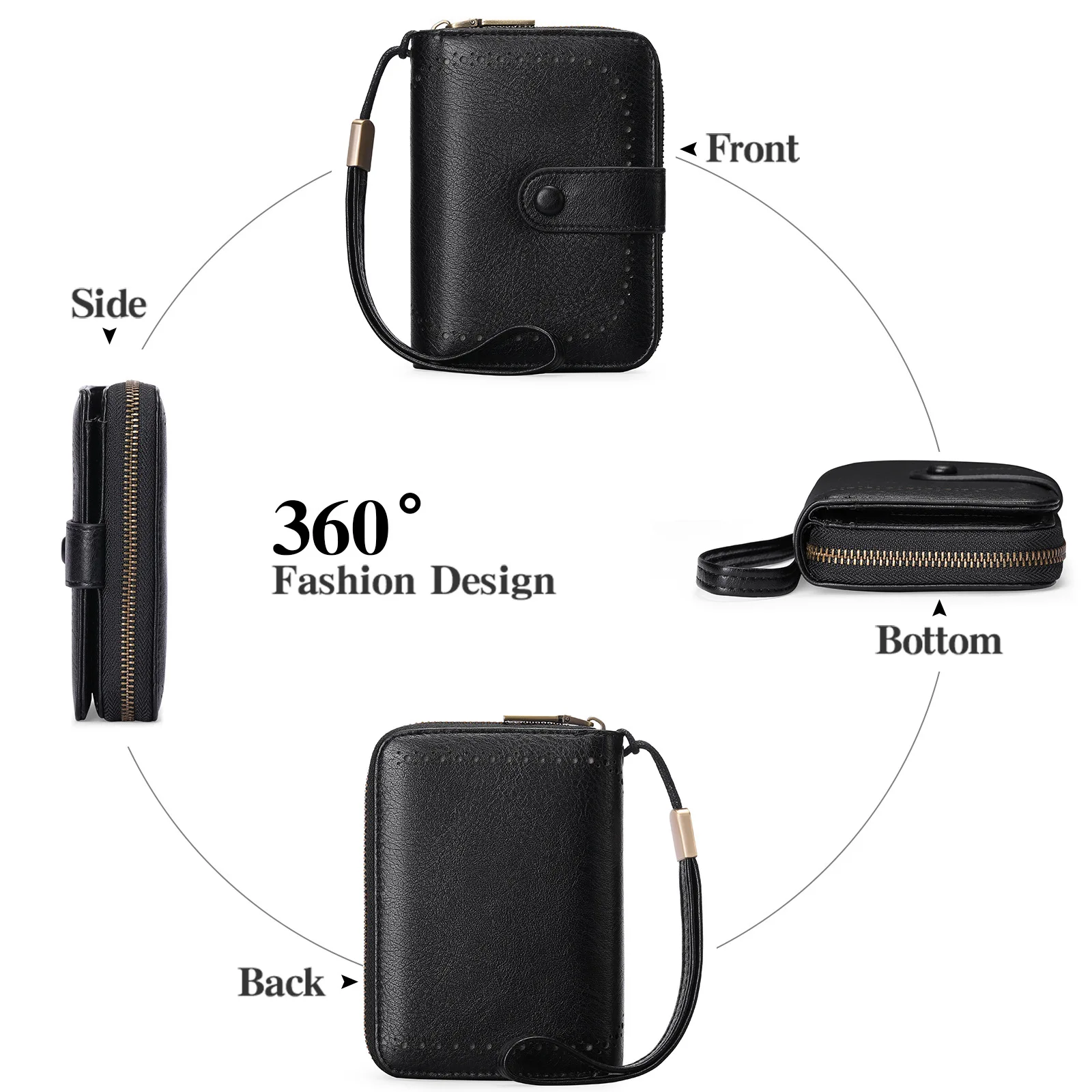 Women's new wallet, European and American vintage oil wax leather organ card bag, multifunctional wallet