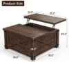 Farmhouse Coffee Table with Storage,Wood Center Table with Flip-Top Lids, Coffee Tables with Hinged Lift Top, Brown 2