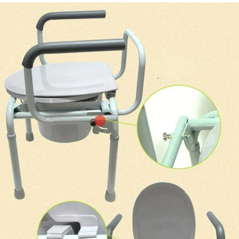 Height-Modifiable Commode Safe Bathroom ChairSupport BarsAssisted Mobility Adjustable Comfort - Elderly and Disabled Support 6