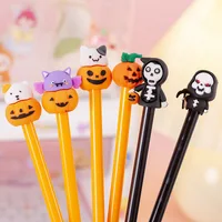 6 Pieces Stationery Cute Cartoon Halloween Pumpkin Cushaw Gel Pen Creative 1