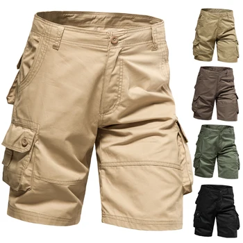 Pantaloncini da uomo larghi tuta multitasche di grandi dimensioni in cotone estivo comodi pantaloni in nichel pantaloni da spiaggia sportivi casual all'aperto 1