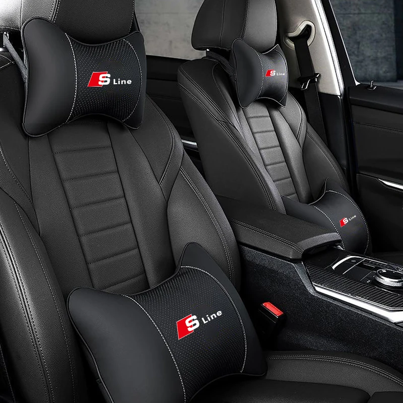 1Pcs Car Seat Headrest Auto Embroideryed Emblem Neck Pillow For Audi S Line A1 A2 A3 A4 A5 A6 A7 A8 Q1 Q2 Q3 Q4 Q5 Q6 Q7 Q8 RS7
