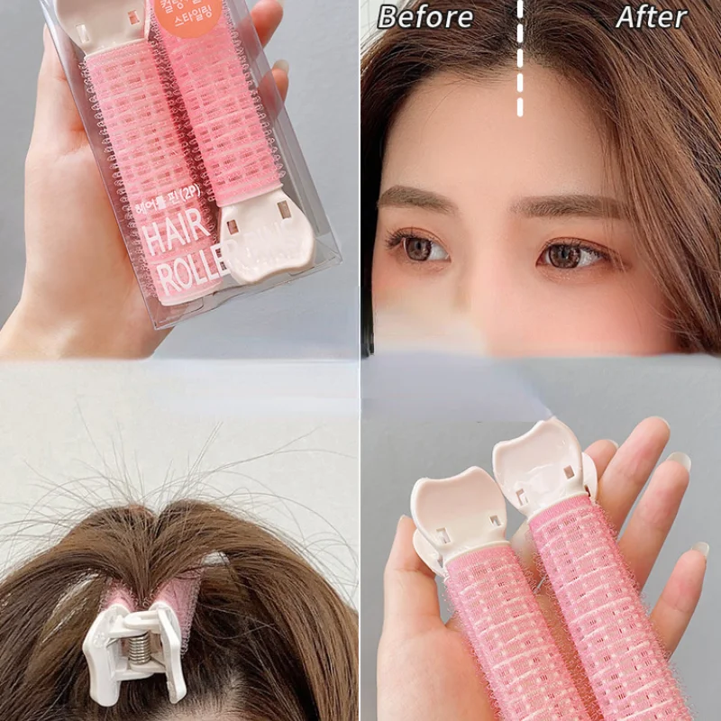 Description Picture 6 of item1/2pcs Hair Root Fluffy Hair Clips Lazy Hair Clips Hair Top Bangs Styling Curling Barrel Portable Korean Hair Clips Hair Rollers