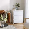 White Nightstand with 3 Drawers, White Bedside Table Night Stand for Bedroom with Cut-Out Handle, Sofa Side Table 3 Drawer 5
