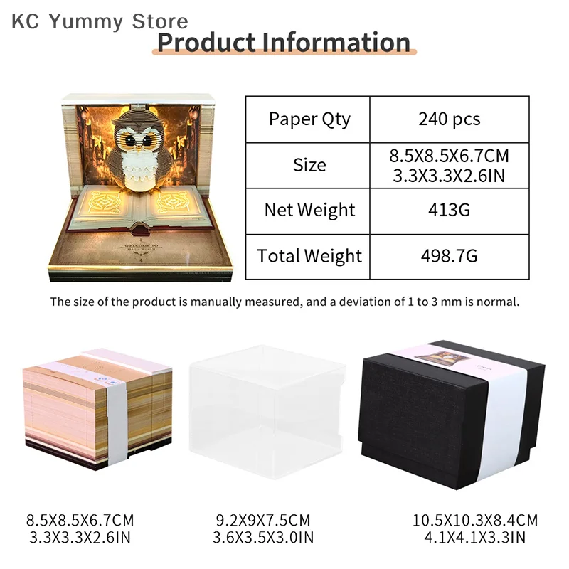 thumbnail image 2 of Mini Calendar 3D Art Desk Calendar 2025, Creative Time Piece Calendar, Tear-Away 3D Paper Art Notepad With LED Light, 3D Memo Pad Paper Carving Art For Desktop Calendrier De L'avent Beauté 2 of 13
