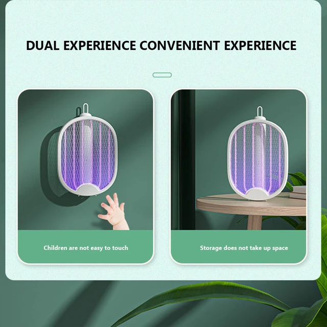2-In-1 Légy Swatter Csapda Usb Újratölthető Szúnyog Ütő Rovargyilkos Biztonsági Védő Háló Háztartási Készletek Nyári Alváshoz - Image 3