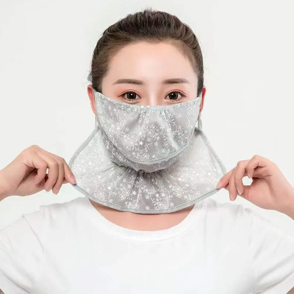 New Breathable Anti-UV Lace Sunscreen Mask Hanging Ear Scarves Mask Face Cover Scarf Cycling Scarf Face Veil Anti-sun Mask 2