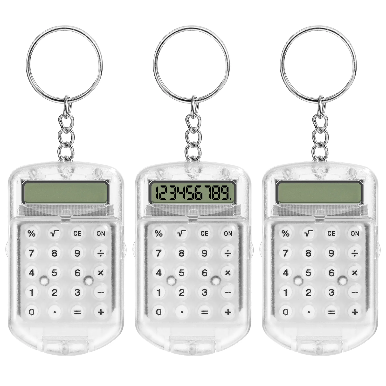 3 Pcs Keychain Calculator Student Pocket for Backpacks Mini Ring Electronic Child