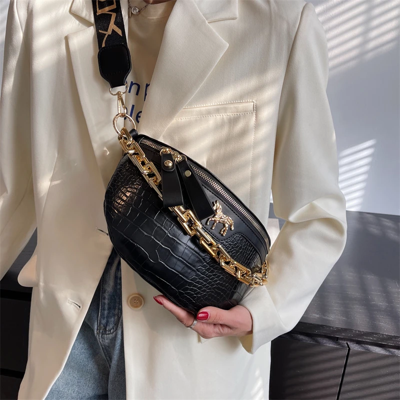  Zgsalvation Riñonera de cuero sintético para mujer, bolso de  viaje, bolso cruzado de cocodrilo, bolso de cintura de cadena de moda para  mujer (color rojo) : Deportes y Actividades al Aire