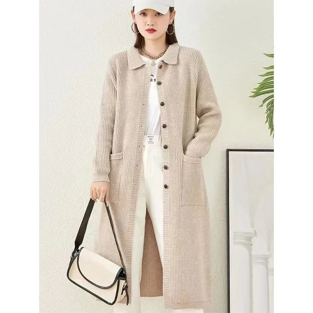 Maglia Lilla Cardigan Lungo Donna Oversize Maglione Lavorato A